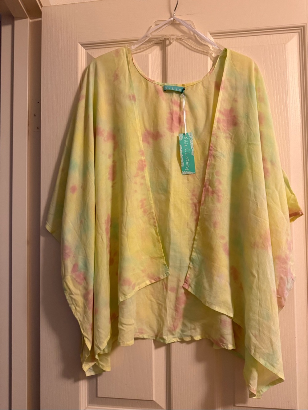 Pastel Tie-Dye Kimono Cover-Up/jacket